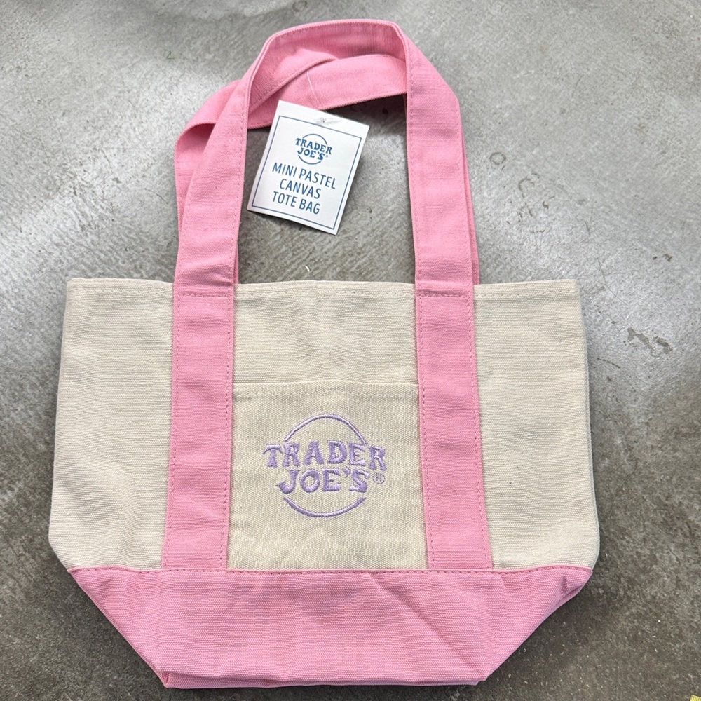 Trader Joe's Pink & Cream Canvas Tote